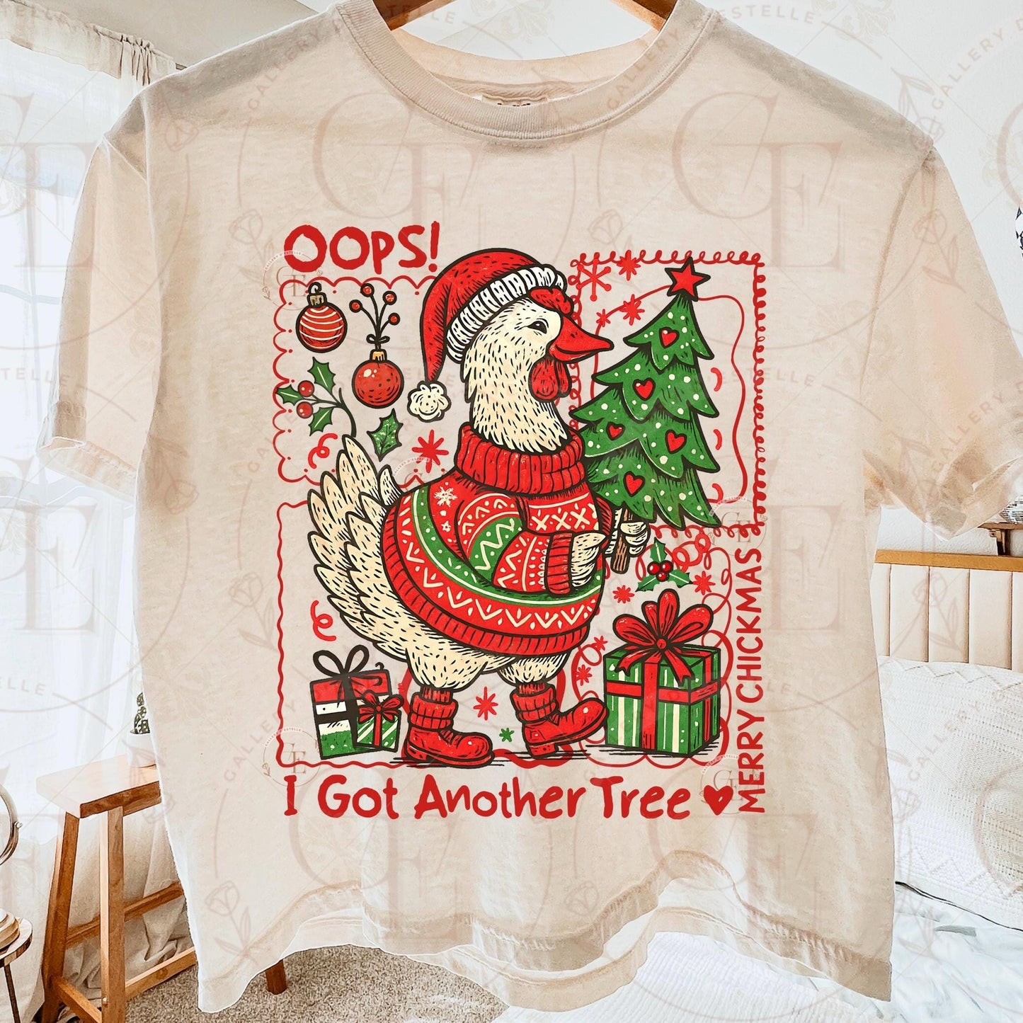 Funny Chick Christmas Tree PNG, Merry Chickmas Cute Design, Retro Holiday Chicken Graphic, Festive Farmhouse Shirt Sublimation