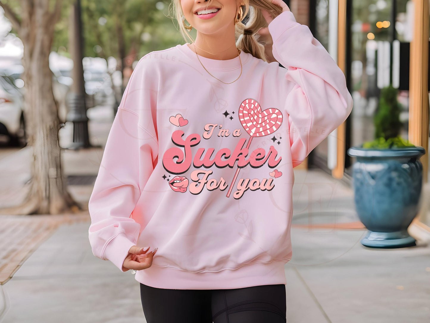 I'm a Sucker for You Retro PNG, Cute Pink Lollipop Graphic, Coquette Valentines Love Shirt Design