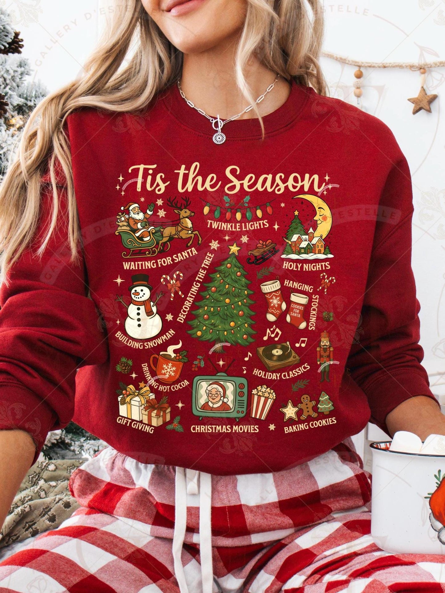 Tis the Season Christmas Collage PNG, Retro Santa Christmas Tree Graphic, Nostalgic Holiday Shirt Design