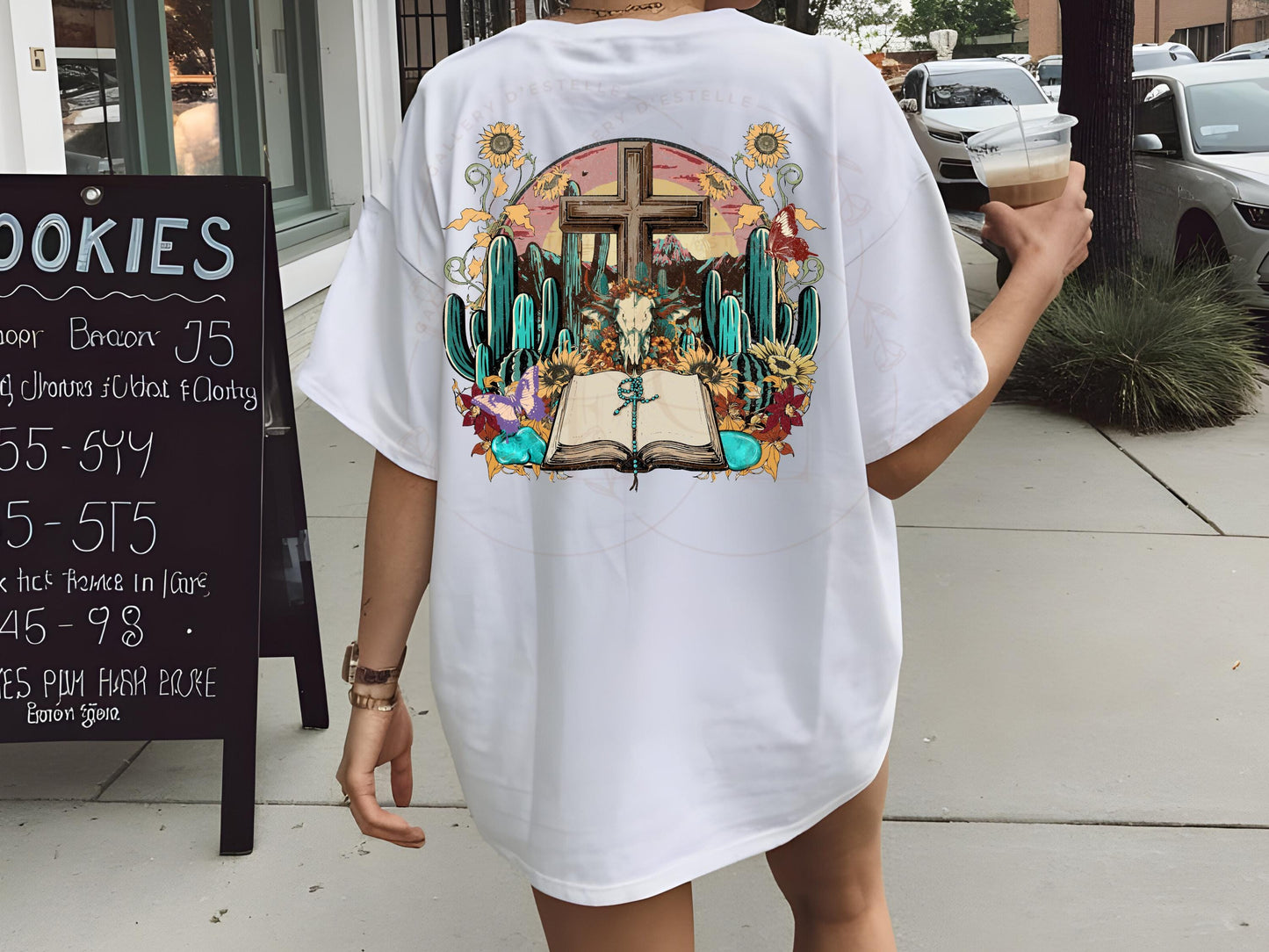Western Christian Country PNG, Vintage Cowboy Faith Graphic, Religious Cowgirl Turquoise Bible Shirt Design