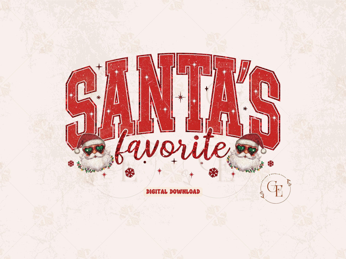 Santa's Favorite Christmas PNG, Retro Glitter Holiday Quote Graphic, Cute Festive Shirt Design