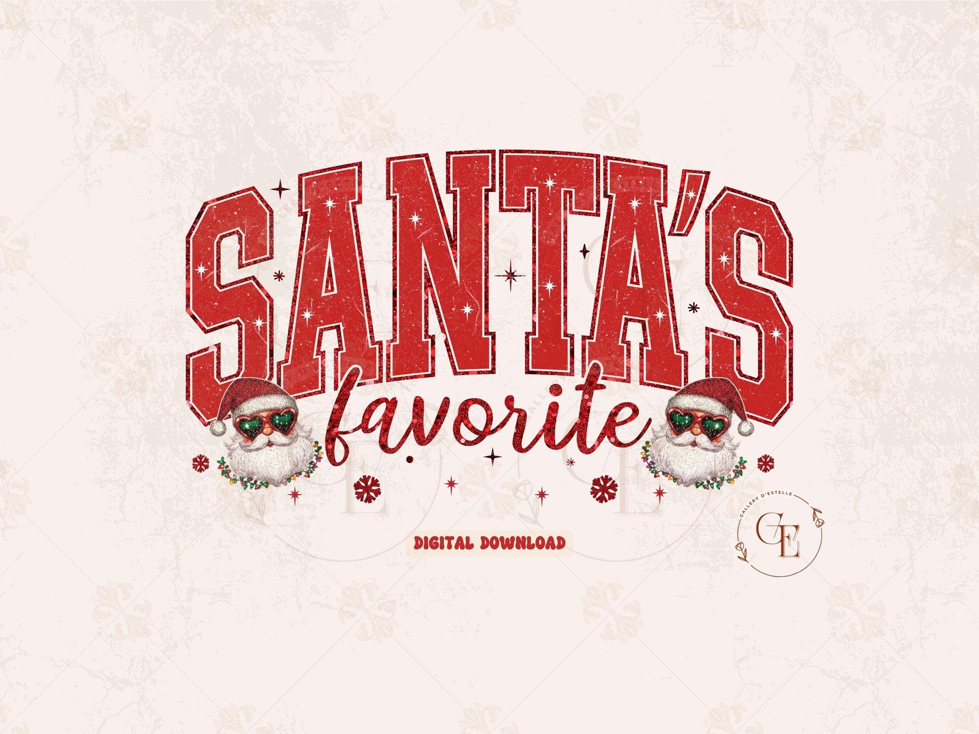 Santa's Favorite Christmas PNG, Retro Glitter Holiday Quote Graphic, Cute Festive Shirt Design