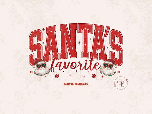Santa's Favorite Christmas PNG, Retro Glitter Holiday Quote Graphic, Cute Festive Shirt Design
