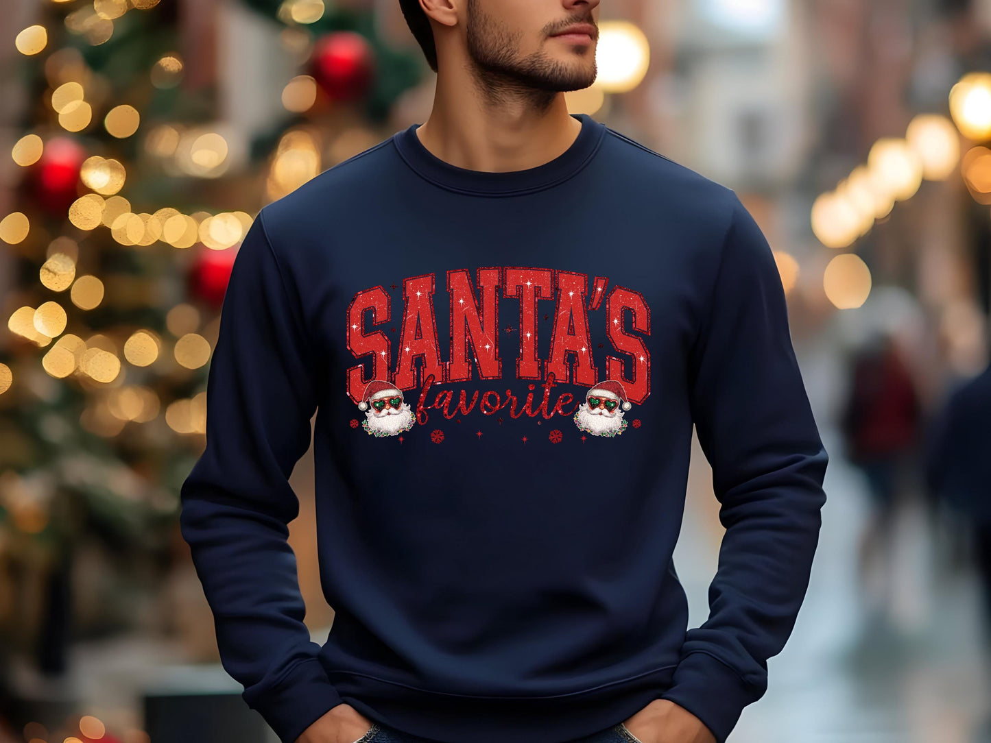 Santa's Favorite Christmas PNG, Retro Glitter Holiday Quote Graphic, Cute Festive Shirt Design