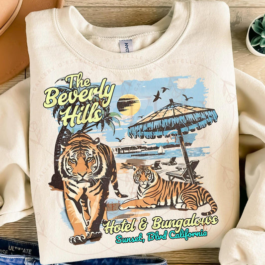 Retro Beverly Hills Tiger PNG, Vintage California Coastal Graphic, Trendy Summer Beach Shirt Design