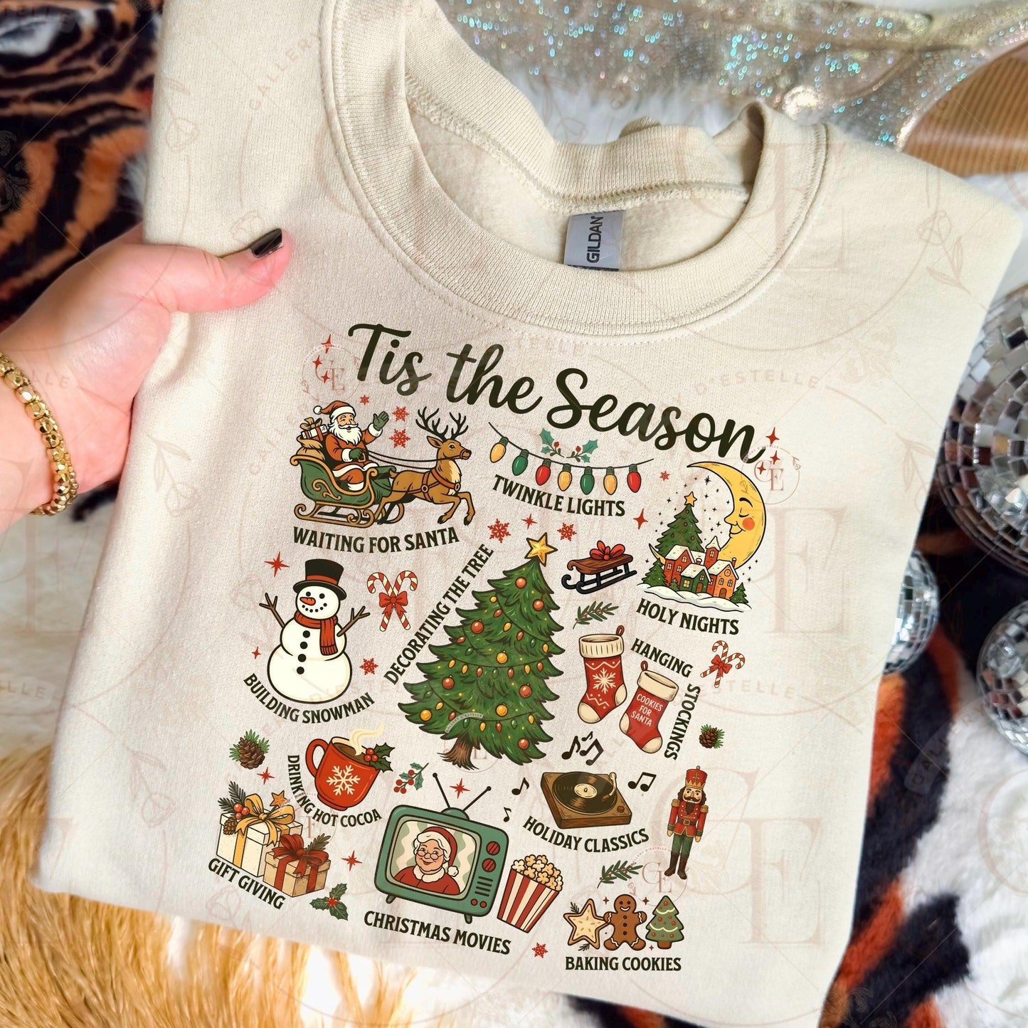 Tis the Season Christmas Collage PNG, Retro Santa Christmas Tree Graphic, Nostalgic Holiday Shirt Design