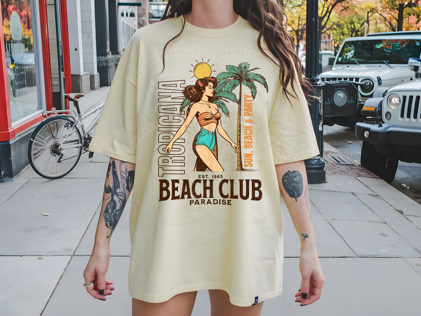 Retro Tropicana Club PNG, Vintage Coastal Girl Graphic, Tropical Summer Beach Shirt Design