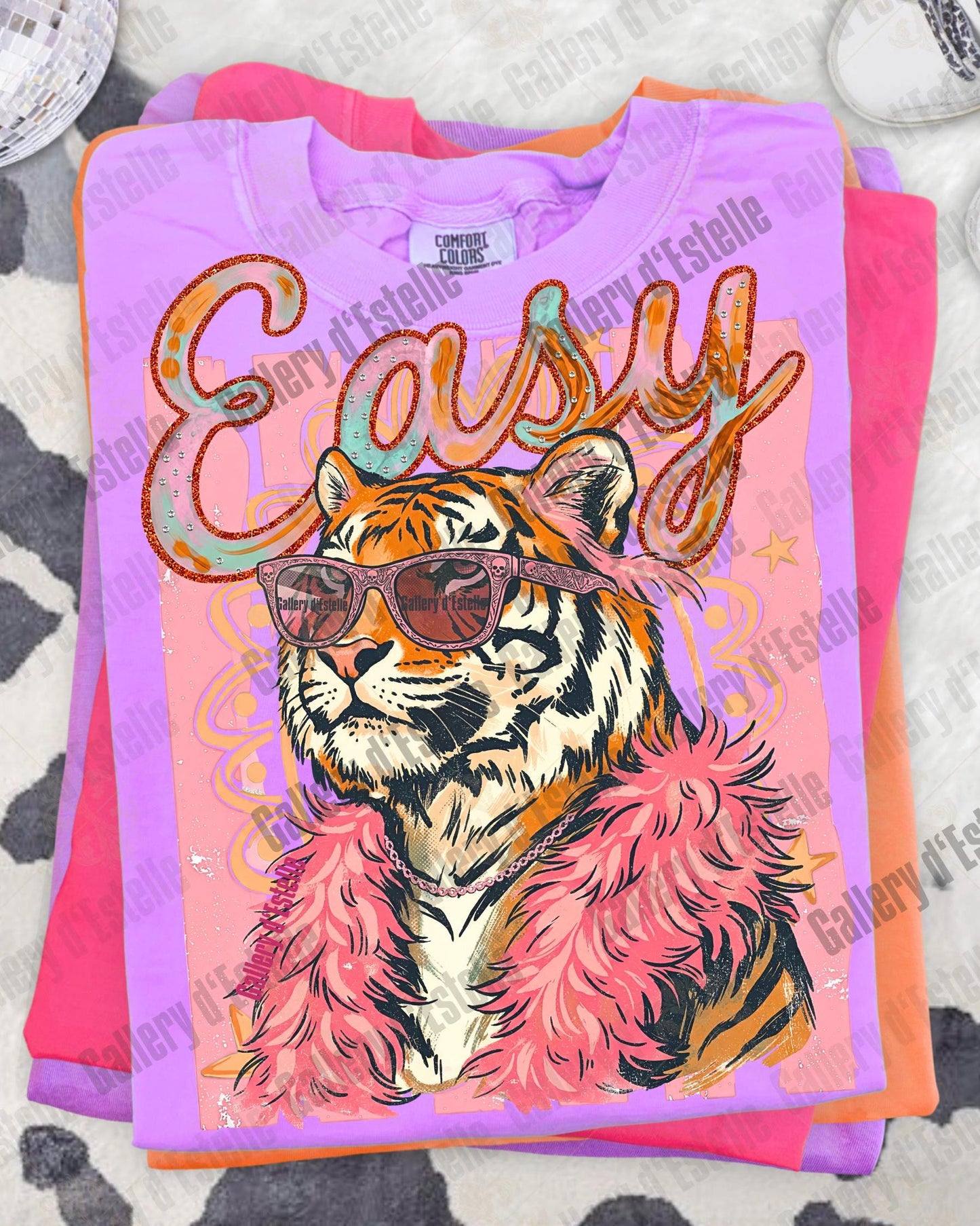 Easy Tiger PNG, Funny Sarcastic Summer Graphic, Snarky Preppy Colorful Art, Trendy Boutique Shirt Design