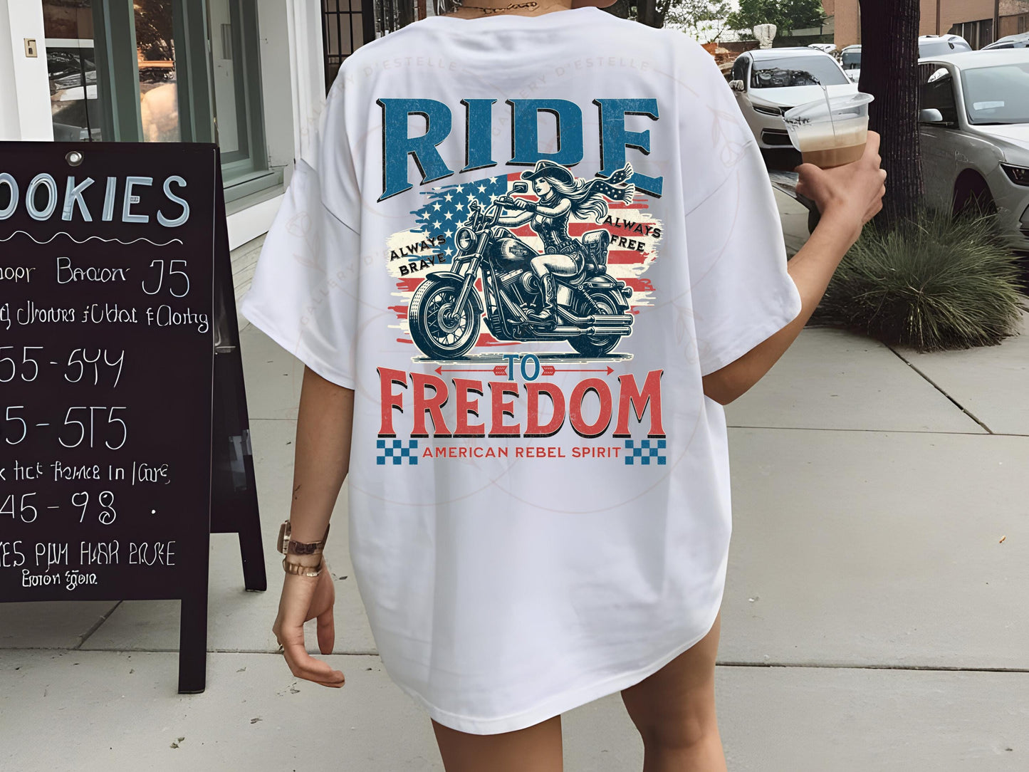 American Rebel Cowgirl PNG, Vintage Motorcycle Biker Graphic, Edgy Western Independence Day Shirt Design