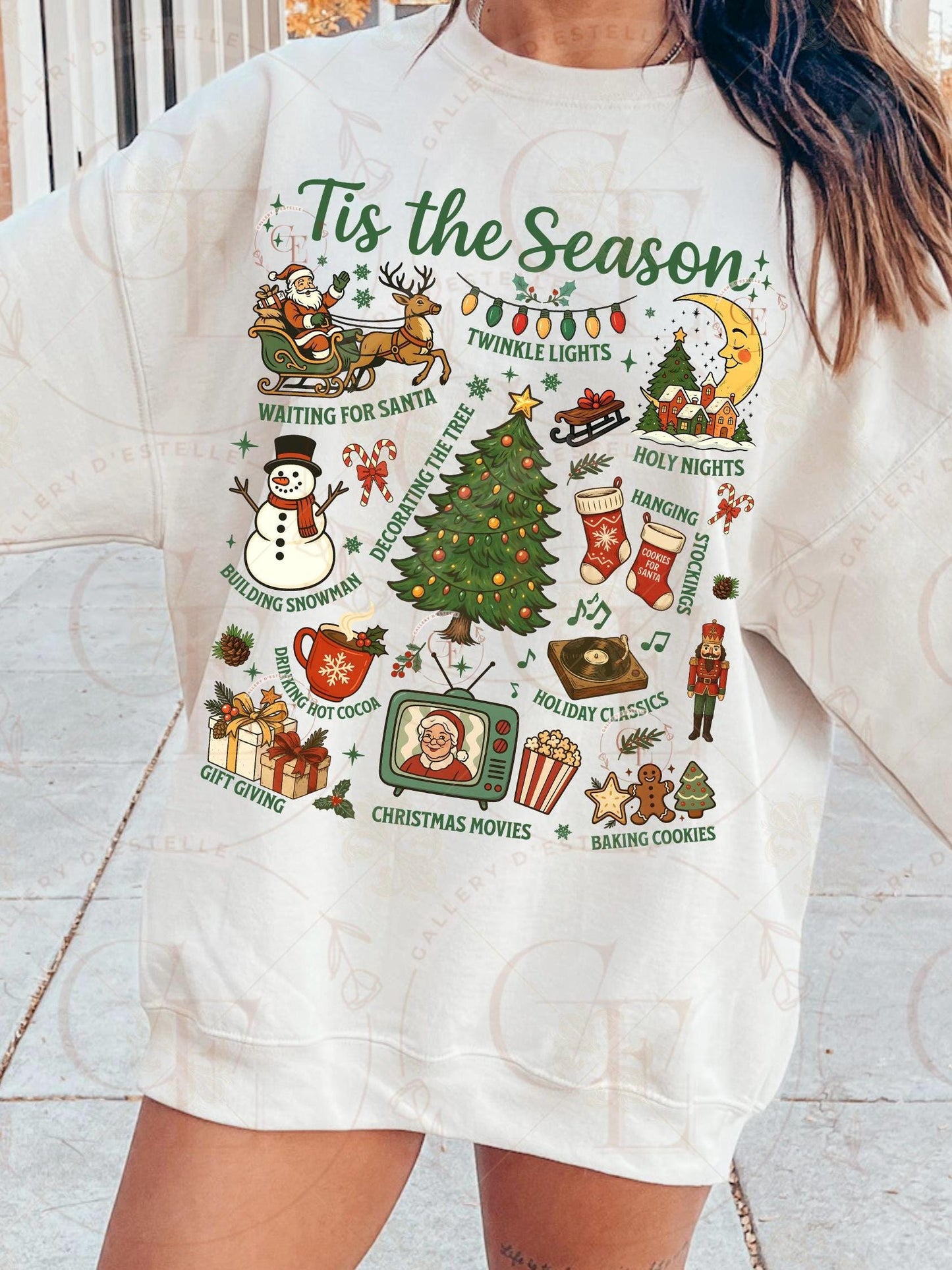 Tis the Season Christmas Collage PNG, Retro Santa Christmas Tree Graphic, Nostalgic Holiday Shirt Design