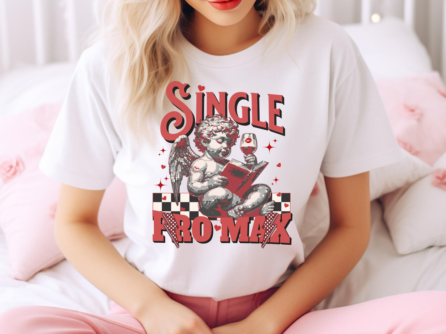 Single Pro Max PNG, Funny Retro Cool Cupid Graphic, Trendy Anti-Valentine’s Shirt Design