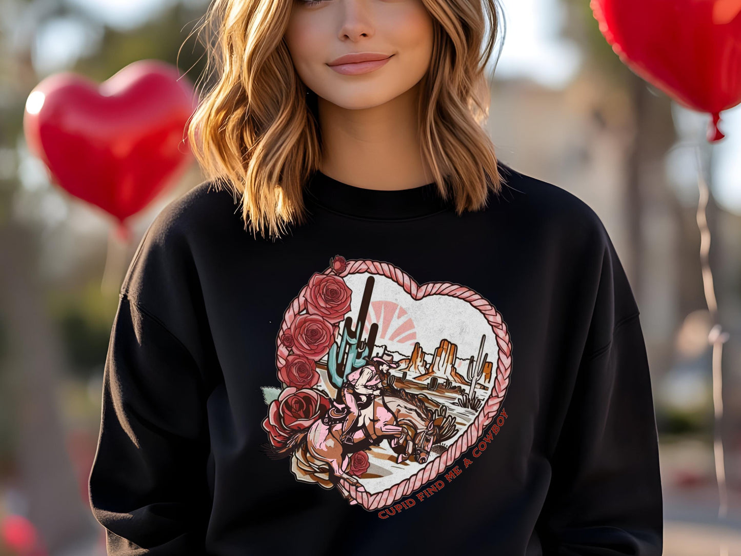 Cupid Find Me a Cowboy PNG, Vintage Western Valentine Graphic, Retro Bucking Horse Cowboy Art, Trendy Country Shirt Design