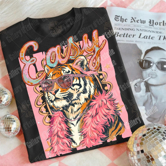 Easy Tiger PNG, Funny Sarcastic Summer Graphic, Snarky Preppy Colorful Art, Trendy Boutique Shirt Design