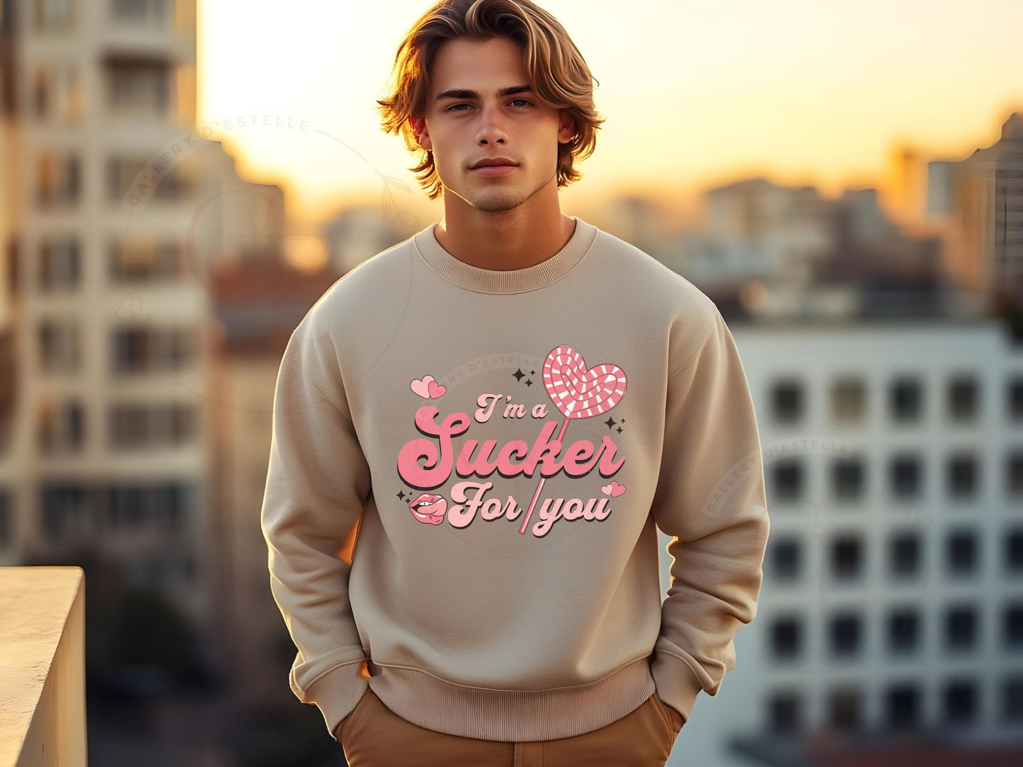 I'm a Sucker for You Retro PNG, Cute Pink Lollipop Graphic, Coquette Valentines Love Shirt Design
