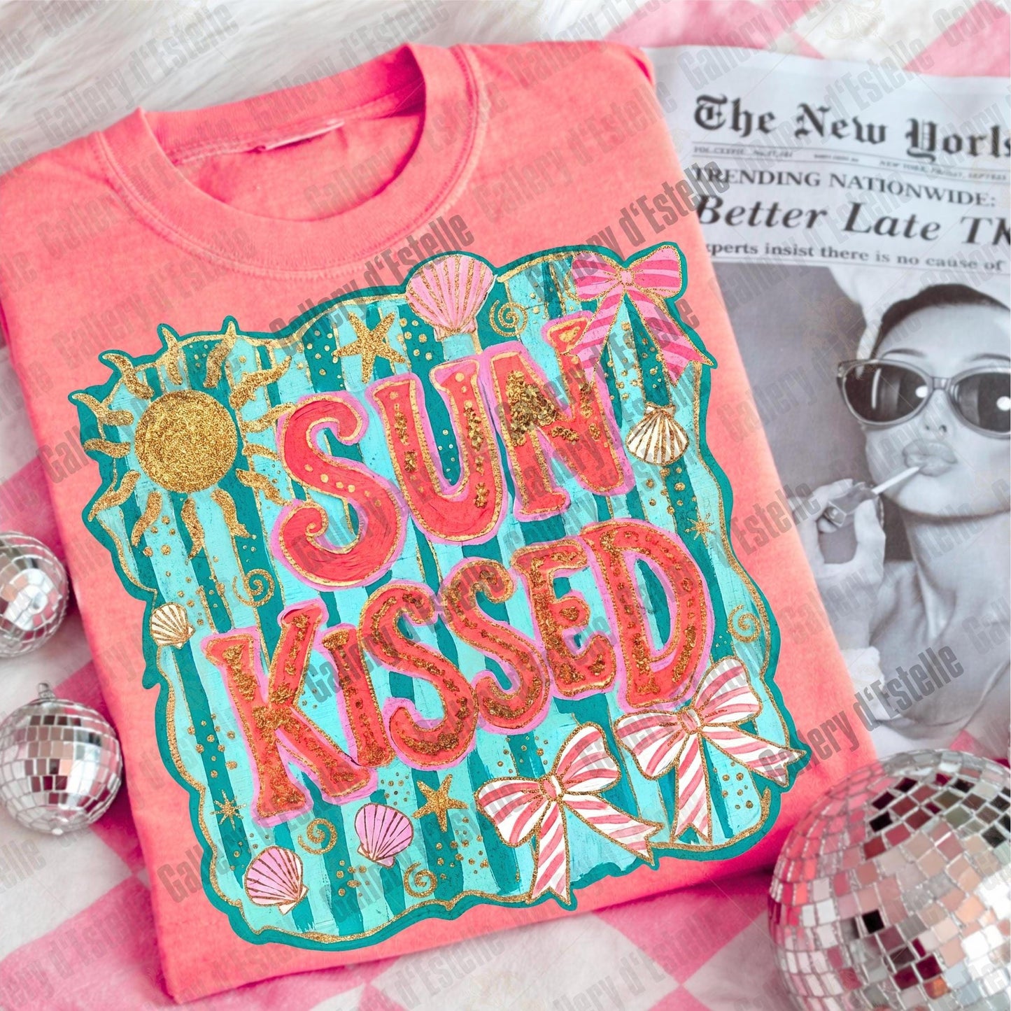 Sun Kissed PNG, Coquette Coastal Girl Graphic, Trendy Beach Summer Shirt Design