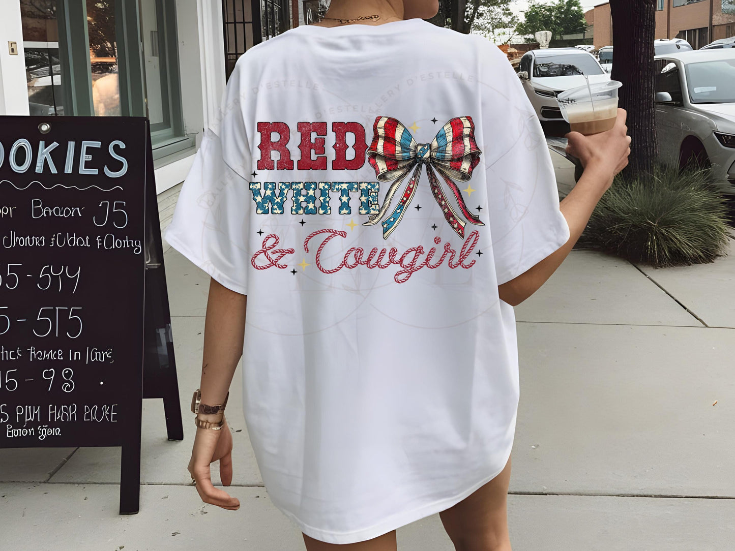 Red White & Cowgirl PNG, Retro Western 4th of July Graphic, Coquette Patriotic Rodeo Shirt Design