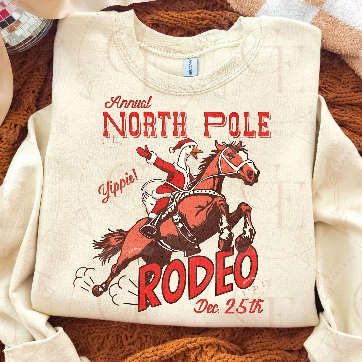 North Pole Goose Rodeo PNG, Retro Western Christmas Graphic, Festive Farmhouse Art, Funny Cowboy Shirt Design