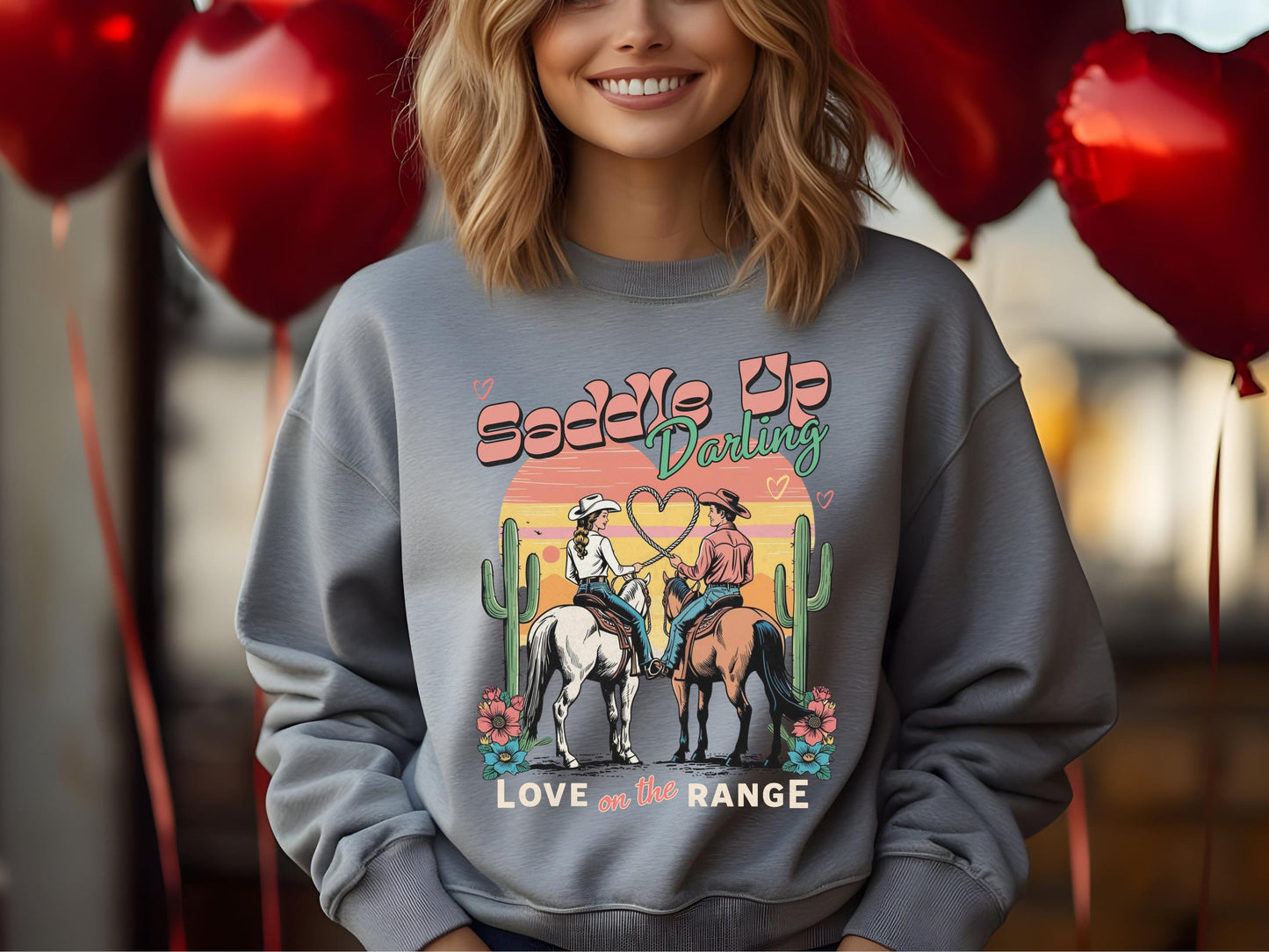 Saddle Up Darling PNG, Retro Cowboy & Cowgirl Love on the Range Western Graphic, Romantic Country Life Shirt Design
