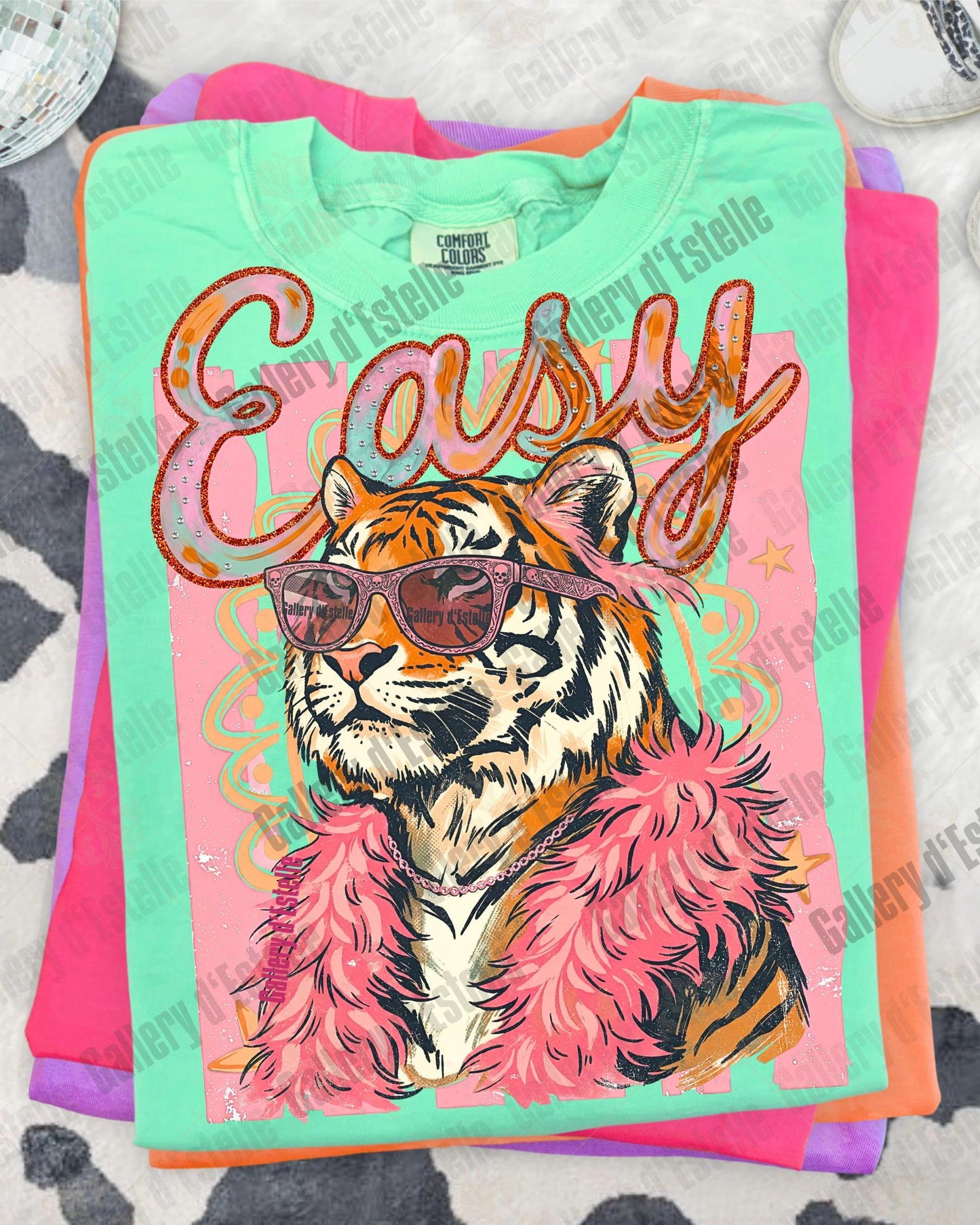 Easy Tiger PNG, Funny Sarcastic Summer Graphic, Snarky Preppy Colorful Art, Trendy Boutique Shirt Design