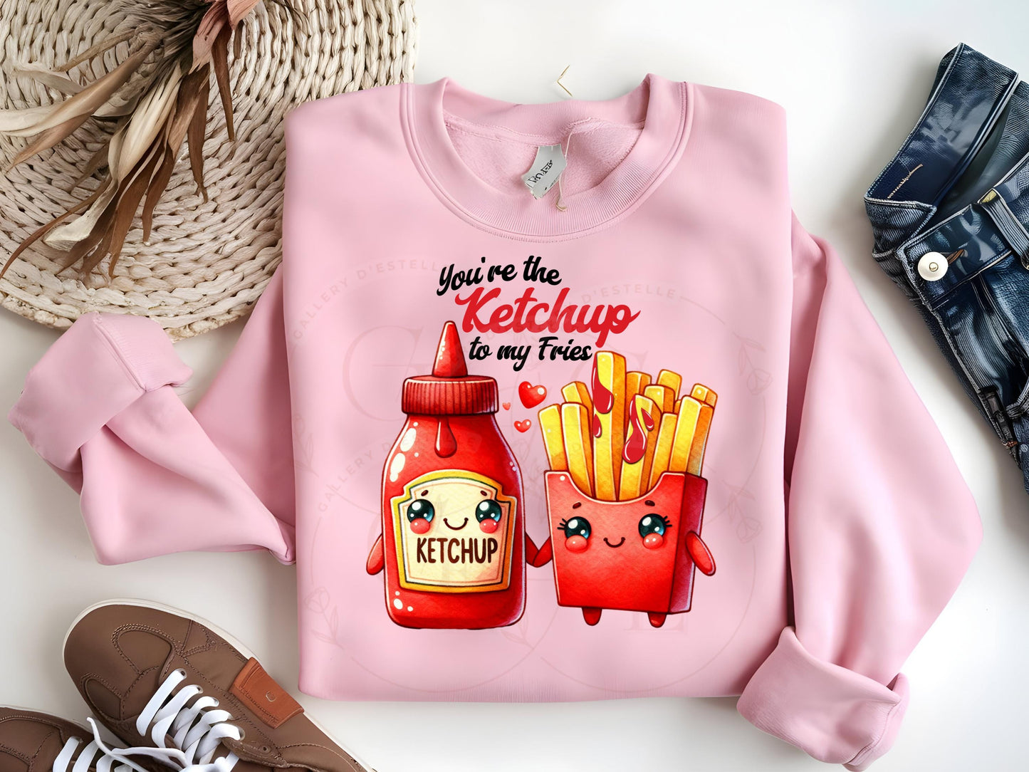 You're the Ketchup to My Fries PNG, Cute Retro Love Couple Art, Funny Valentines Shirt Design