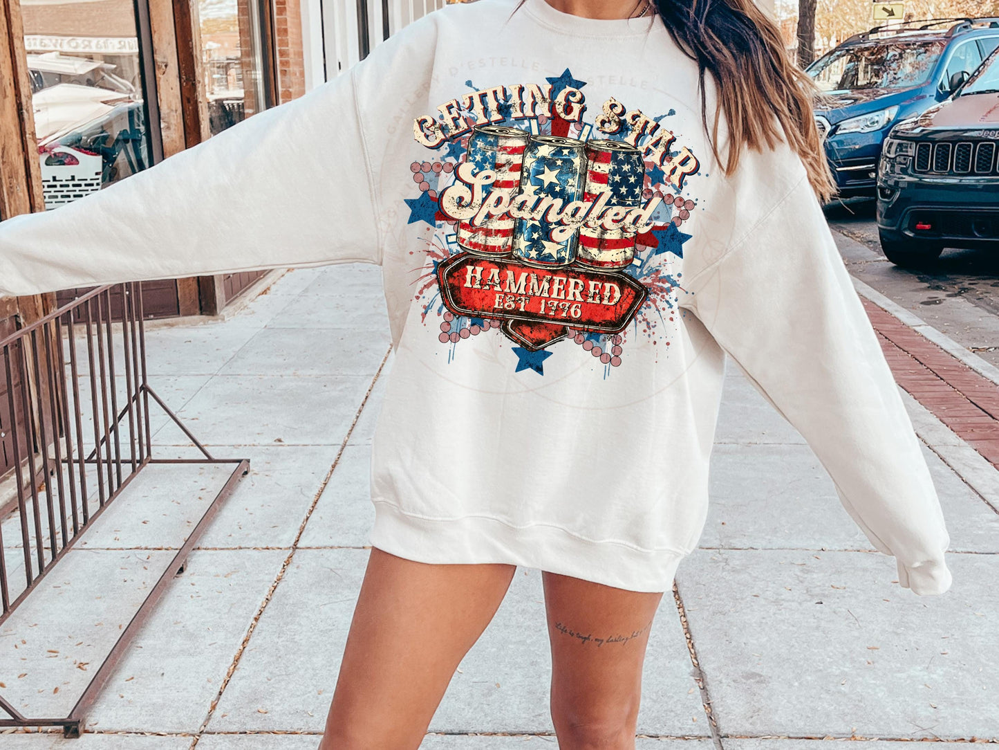 Getting Star Spangled Hammered PNG, Retro 4th of July, Trendy USA Shirt Design