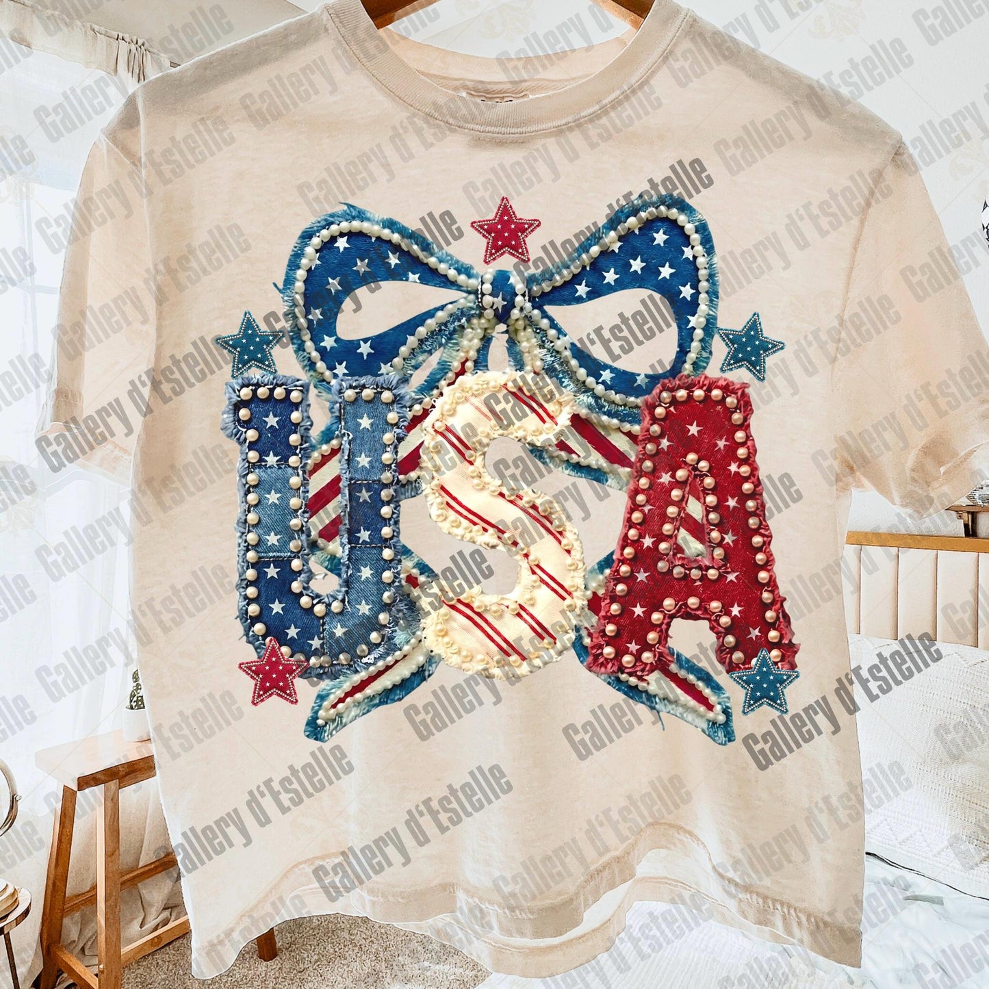Patriotic Coquette USA PNG, Retro Patchwork America Graphic, Trendy 4th of Jul Shirt Design