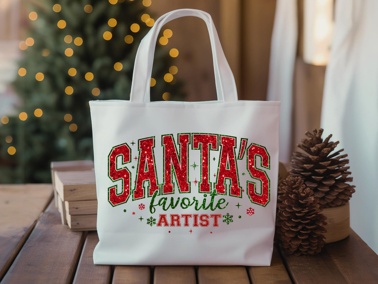 Santa's Favorite Artist PNG, Glitter Retro Christmas Graphic, Festive Santa Claus Shirt Design
