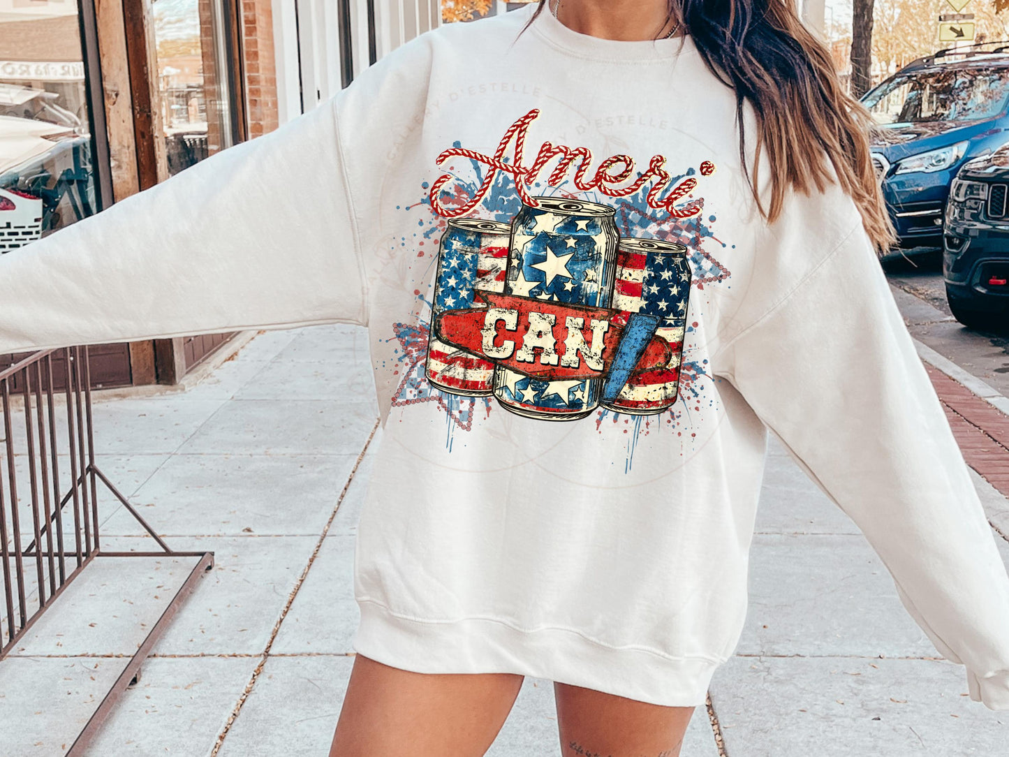 AmeriCan PNG, Retro Checkered 4th of July Patriotic Beer Shirt Design