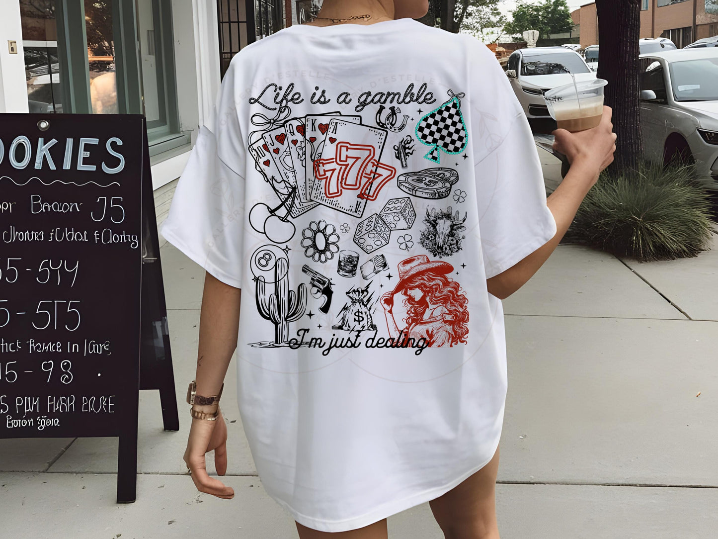 Life is a Gamble Country PNG, Western Casino Cowgirl Playing Cards Graphic, Trendy Cowgirl Shirt Design