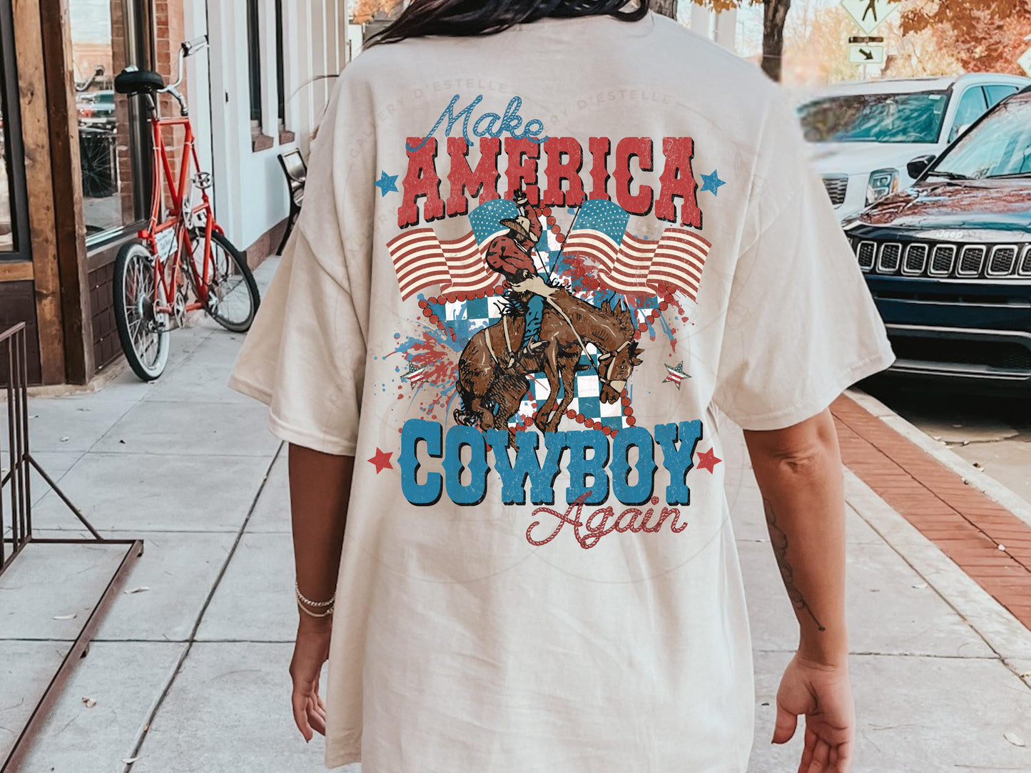 American Cowboy Western PNG, Vintage 4th of July Graphic, Trendy Patriotic Independence Day Country Shirt Design
