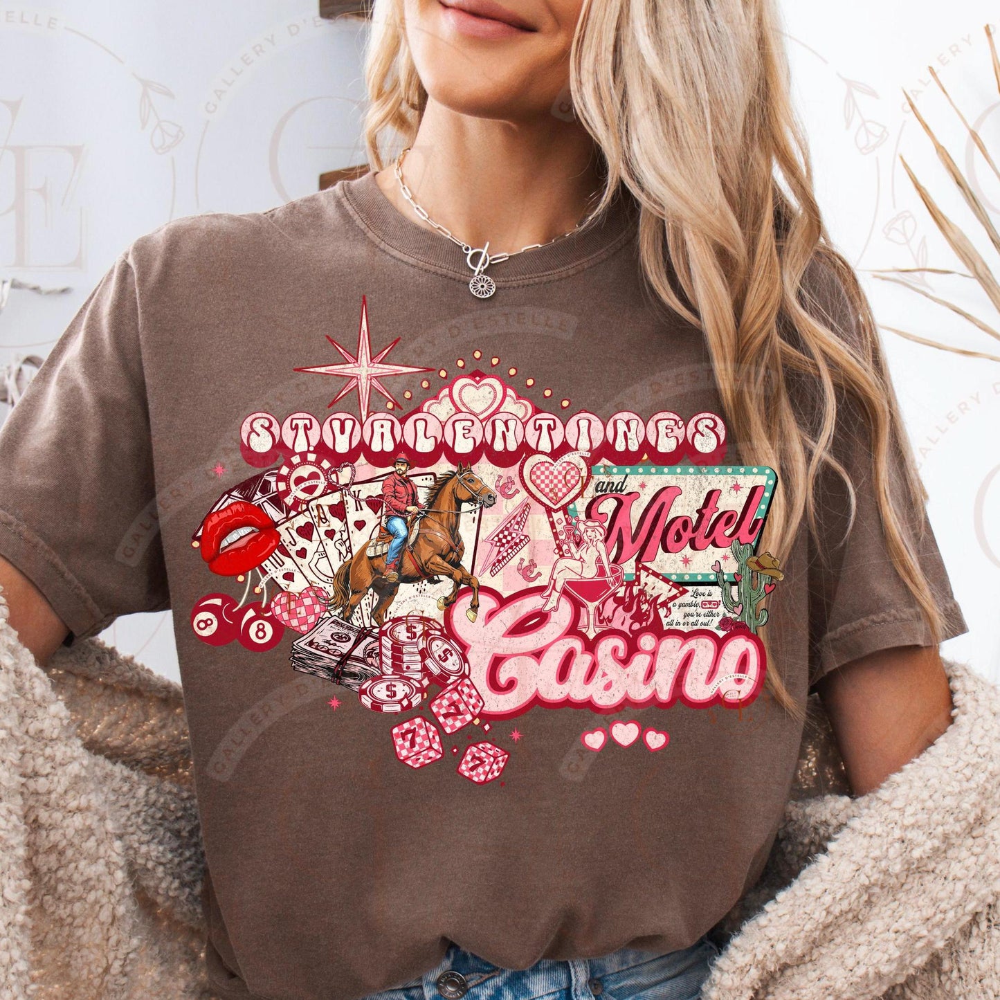St. Valentines Casino and Motel Western PNG, Retro Vegas Style Collage, Lucky Cowboy Casino Graphic, Edgy Love Shirt Design