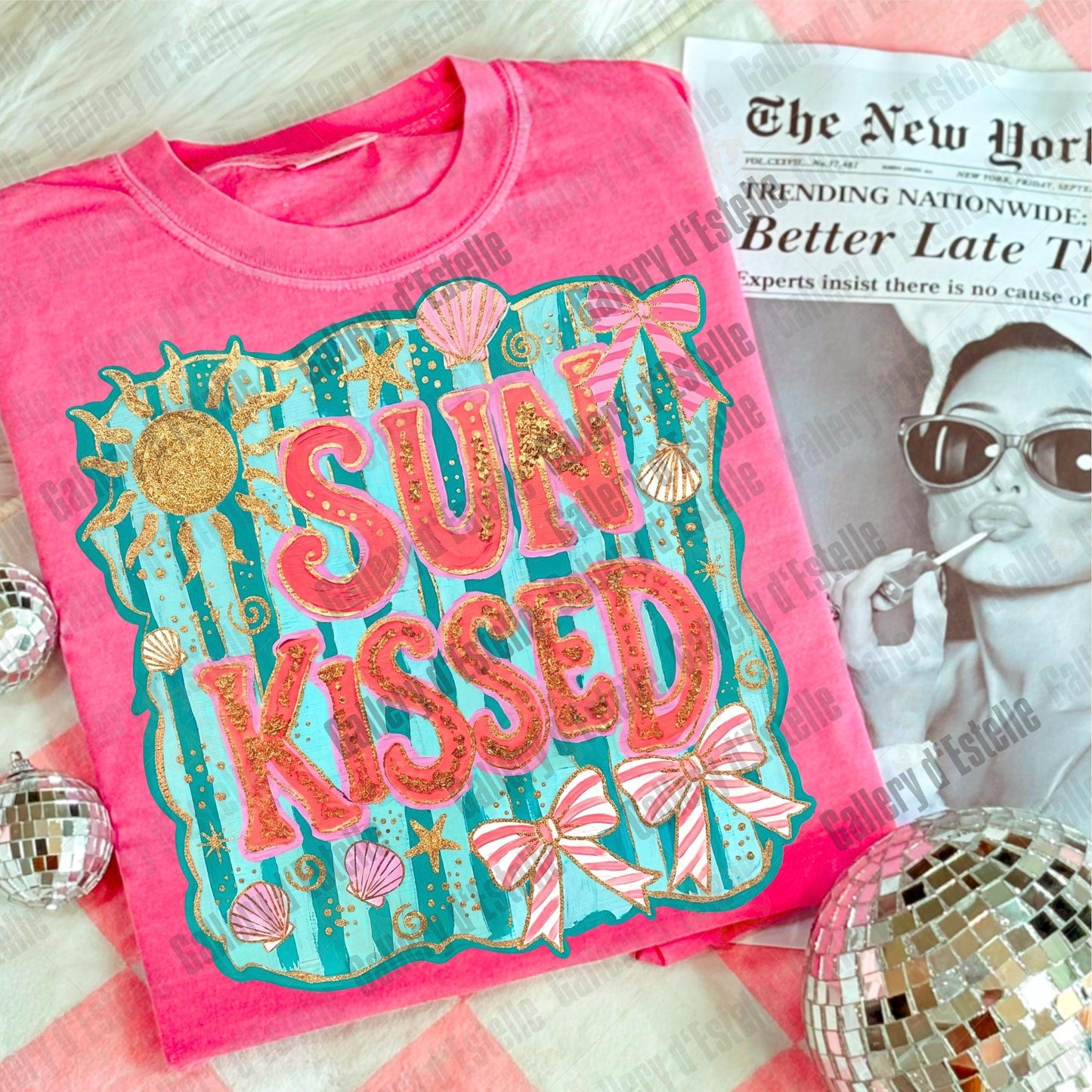 Sun Kissed PNG, Coquette Coastal Girl Graphic, Trendy Beach Summer Shirt Design