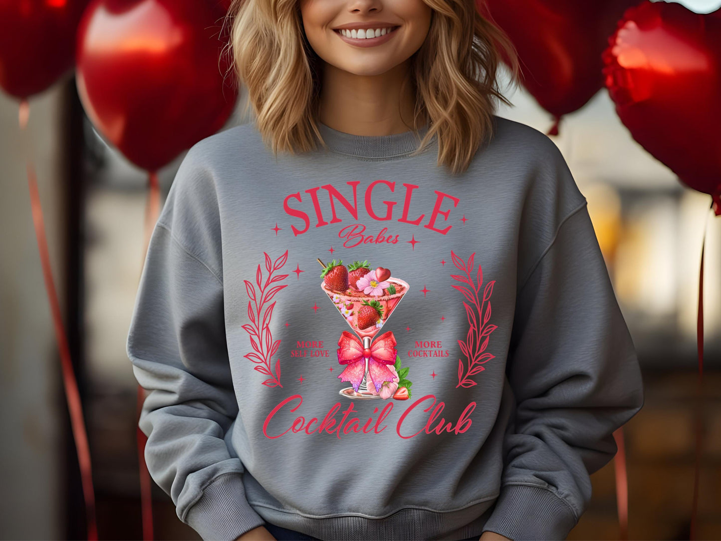 Single Babes Cocktail Club PNG, Festive Retro Valentines Drink Graphic, Coquette Anti-Valentine Shirt Design