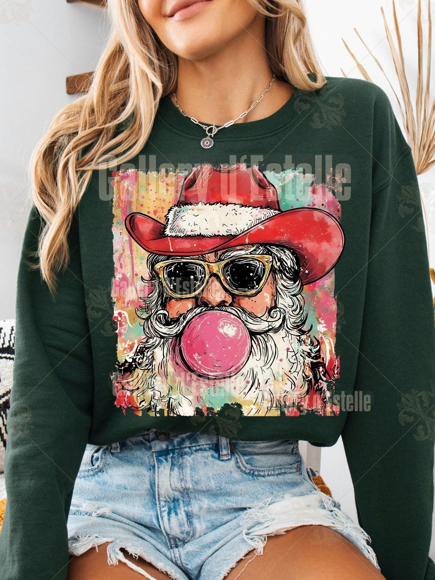 Western Santa PNG, Festive Cowboy Christmas Graphic, Preppy Holiday Country Shirt Design