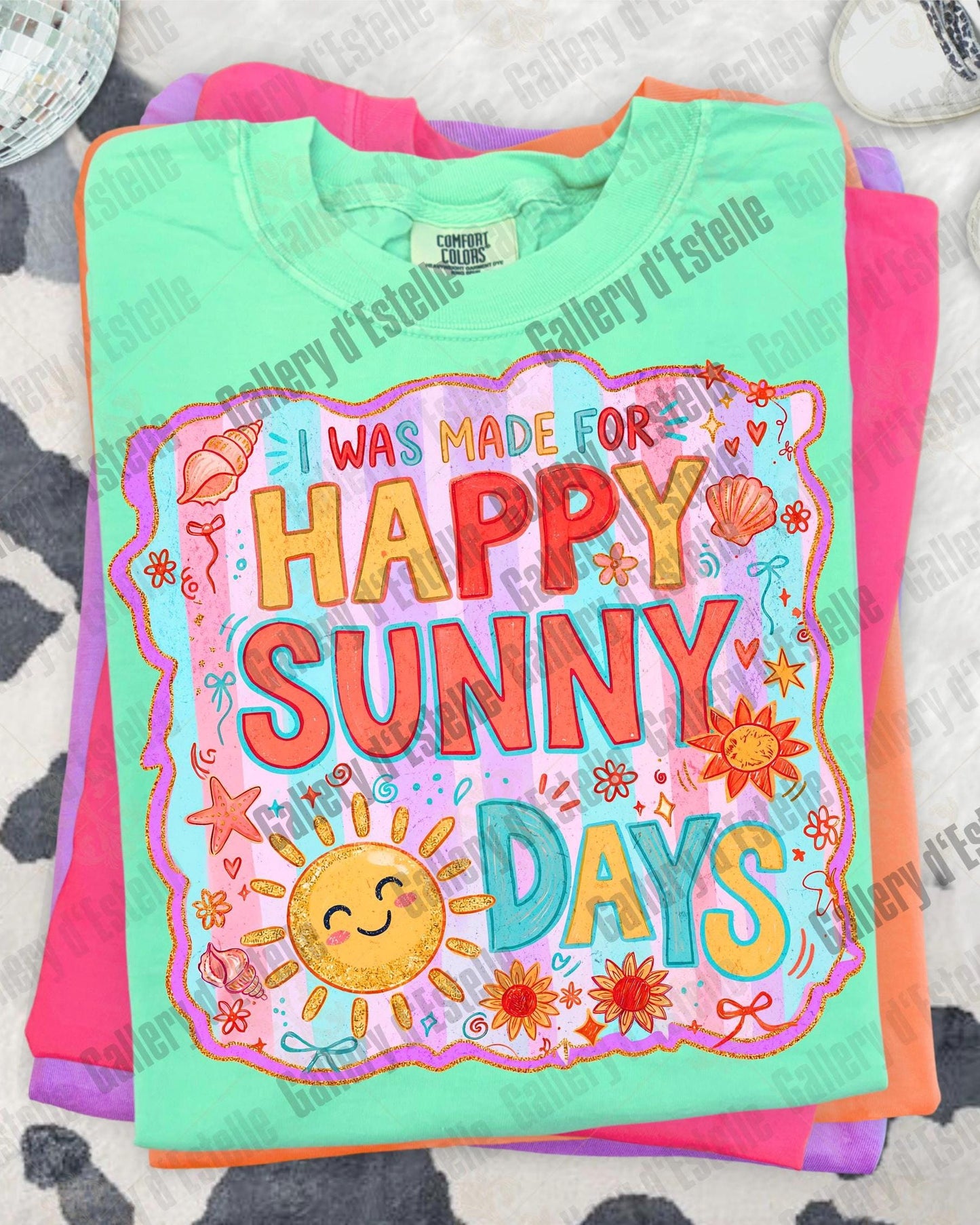 Happy Sunny Days PNG, Retro Summer Sunshine Graphic, Colorful Beach Art, Trendy Coastal Shirt Design