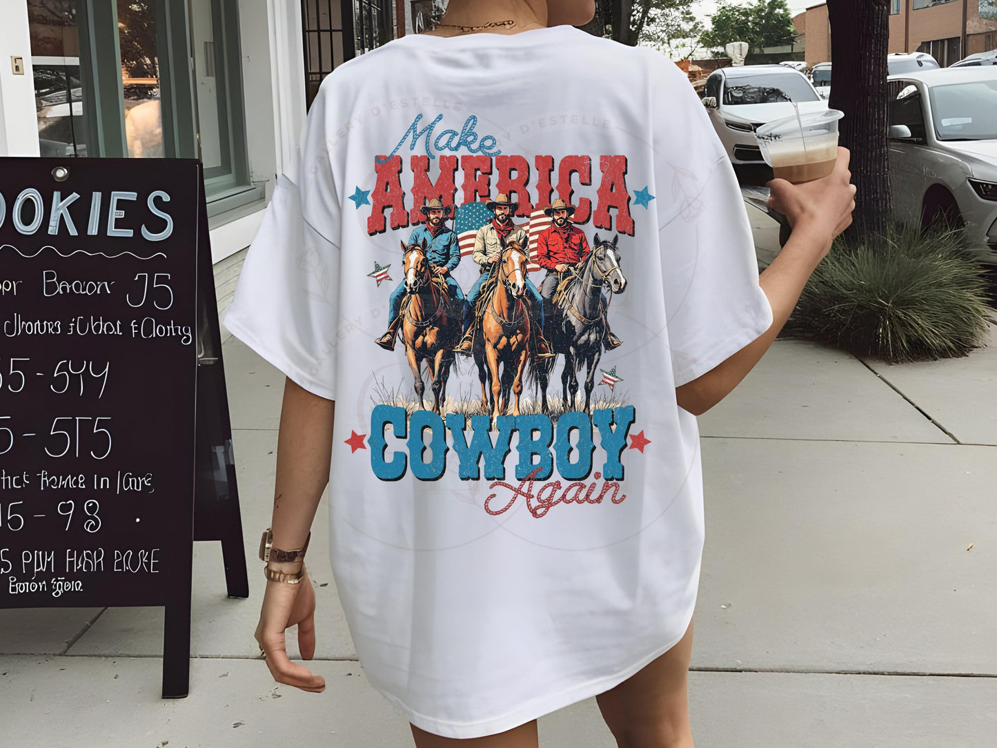 Make America Cowboy Again PNG, Retro Western 4th of July Graphic