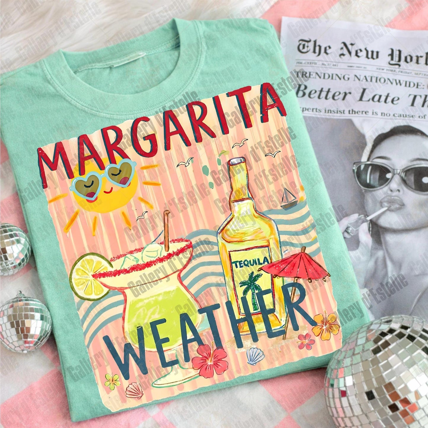 Margarita Weather PNG, Retro Preppy Coastal Graphic, Trendy Summer Beach Shirt Design