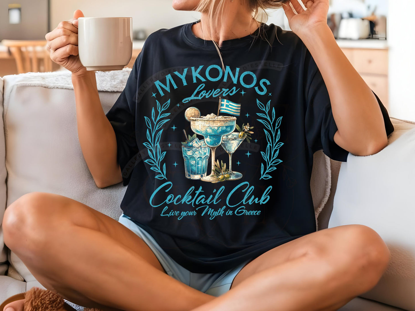 Coquette Mykonos Cocktail Club PNG, Retro Summer Drink Graphic, Trendy Coastal Girl Beach Trip Shirt Design
