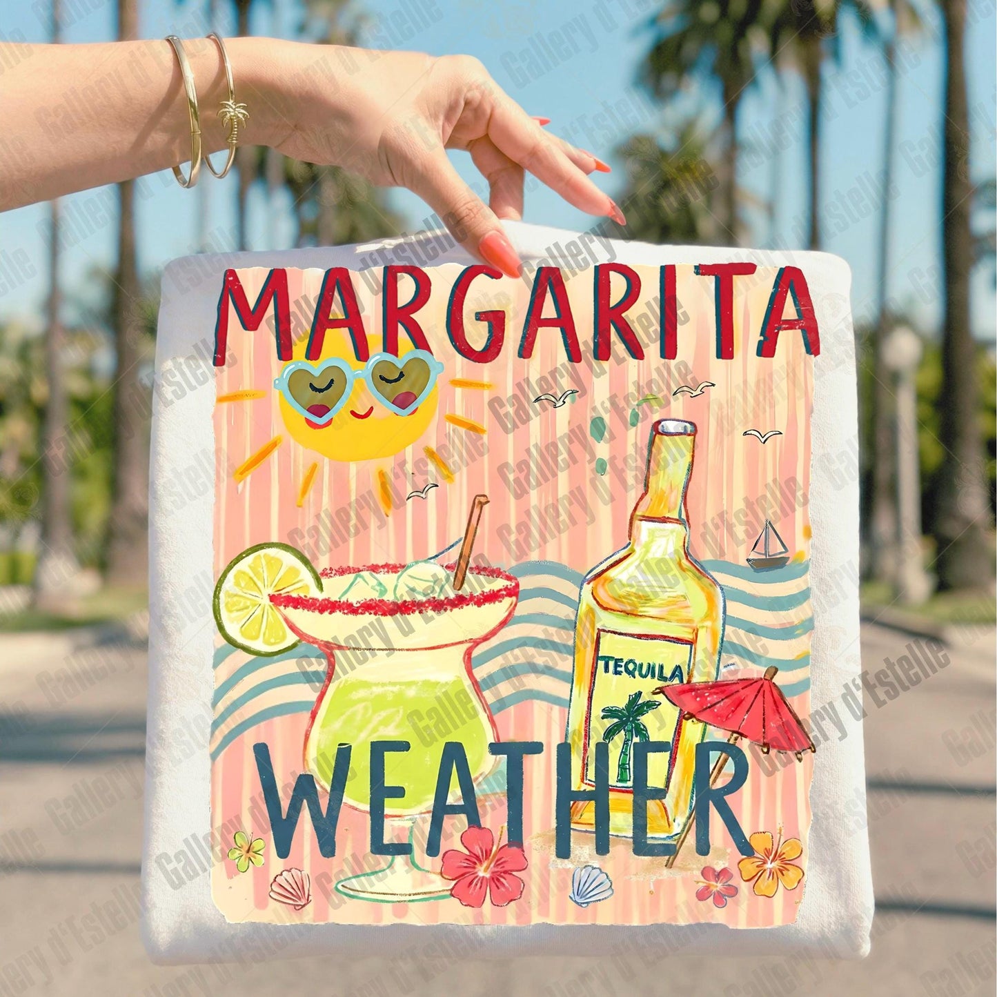 Margarita Weather PNG, Retro Preppy Coastal Graphic, Trendy Summer Beach Shirt Design