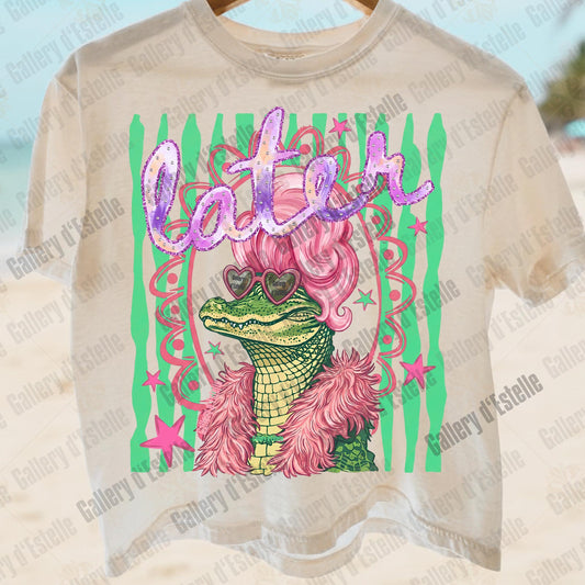Later Gator PNG, Funny Preppy Alligator Graphic, Sarcastic Coastal Summer Shirt Design
