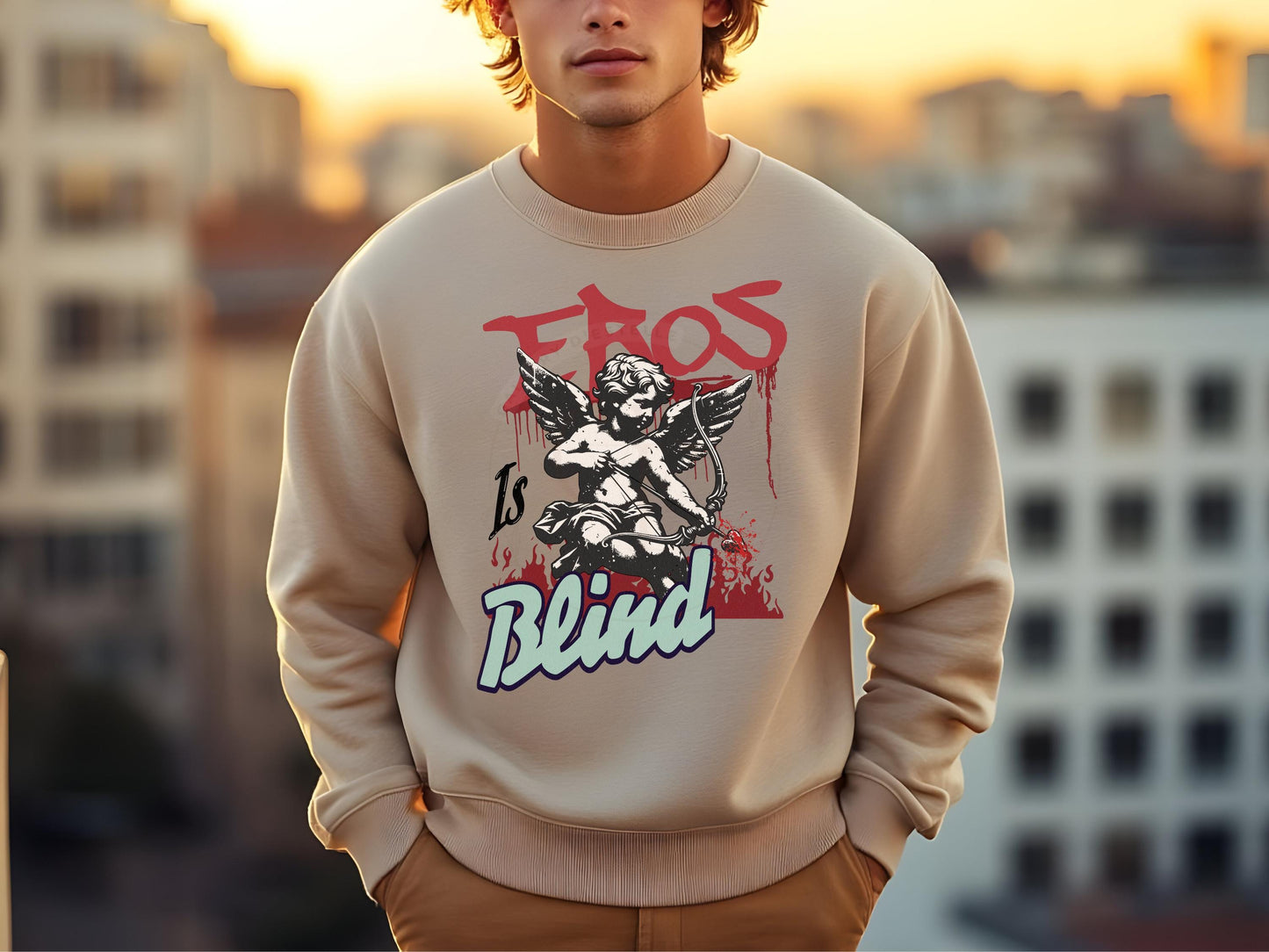 Eros is Blind PNG, Vintage Greek Cupid Love Graphic, Trendy Gothic Valentines Shirt Design