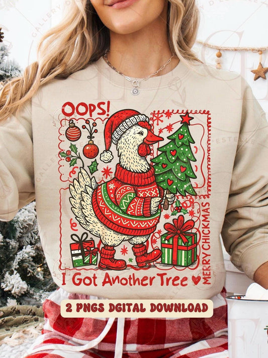 Funny Chick Christmas Tree PNG, Merry Chickmas Cute Design, Retro Holiday Chicken Graphic, Festive Farmhouse Shirt Sublimation