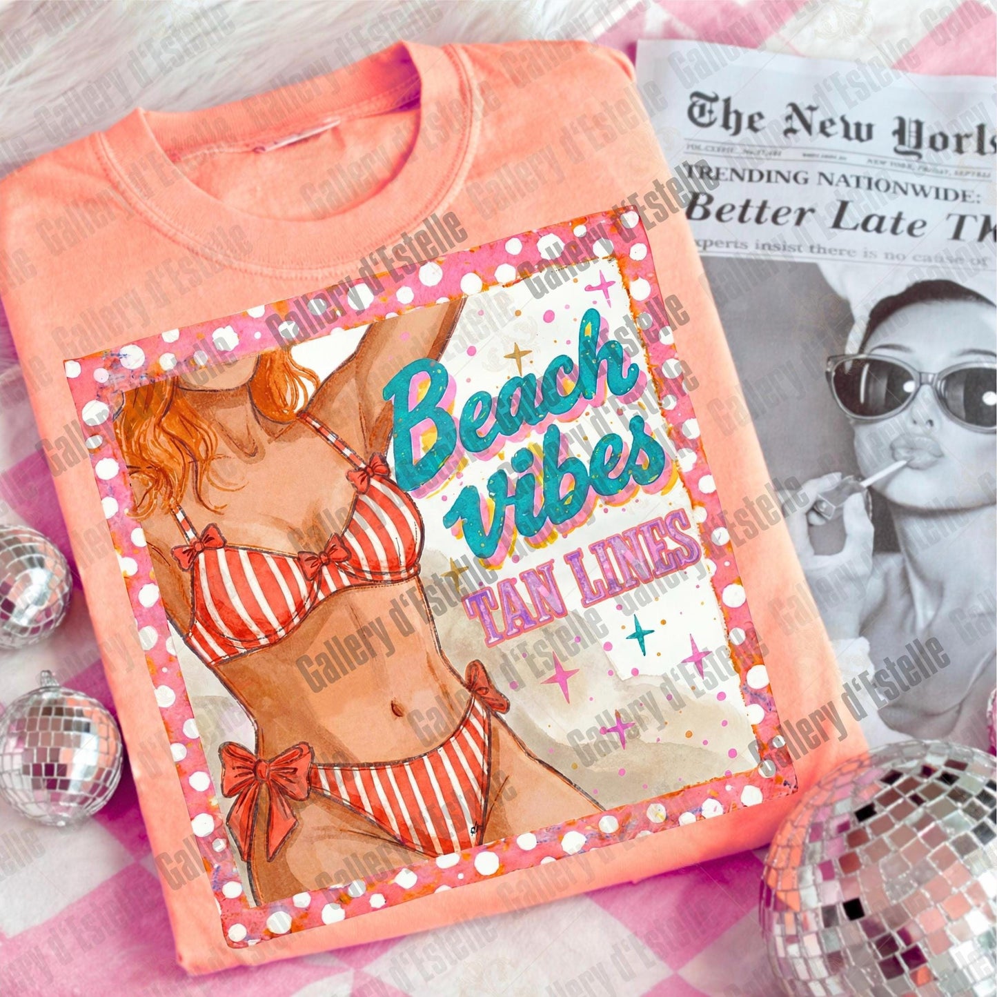 Beach Vibes Tan Lines PNG, Retro Coastal Girl Graphic, Trendy Summer Vacation Shirt Design