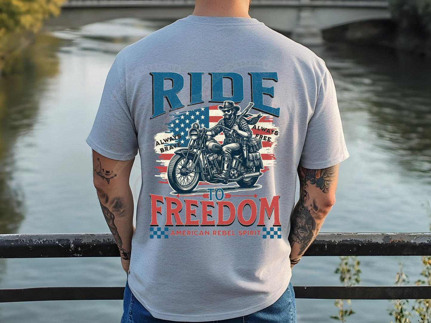 American Rebel Cowboy PNG, Vintage Motorcycle Biker Graphic, Edgy Western Independence Day Shirt Design