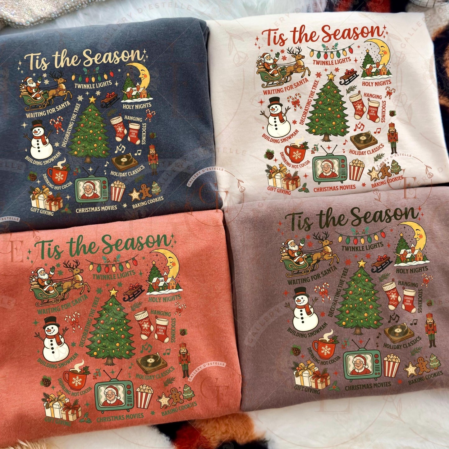Tis the Season Christmas Collage PNG, Retro Santa Christmas Tree Graphic, Nostalgic Holiday Shirt Design