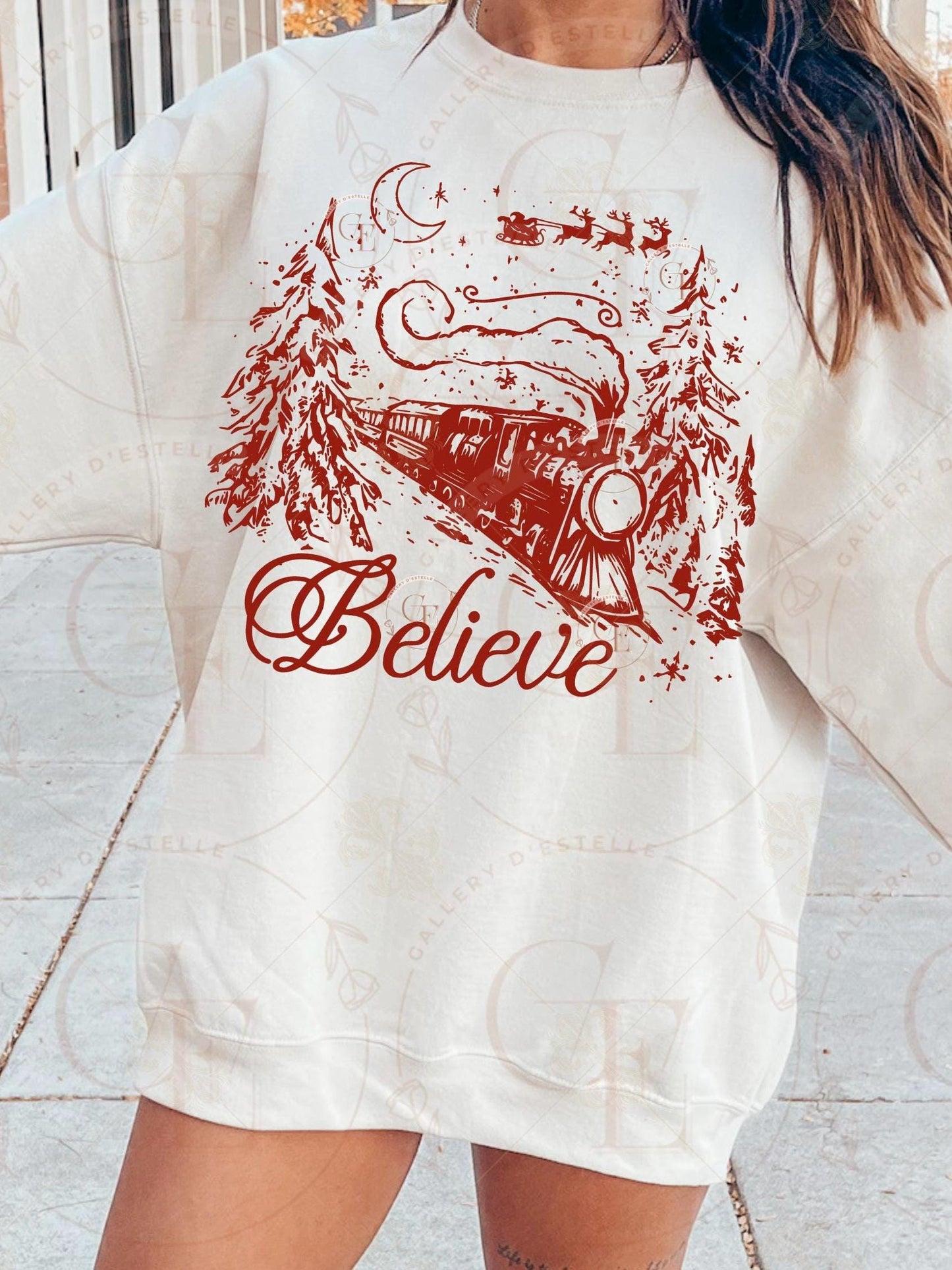 Believe Christmas PNG, Retro Holiday Train Graphic, Festive Vintage Santa Shirt Design