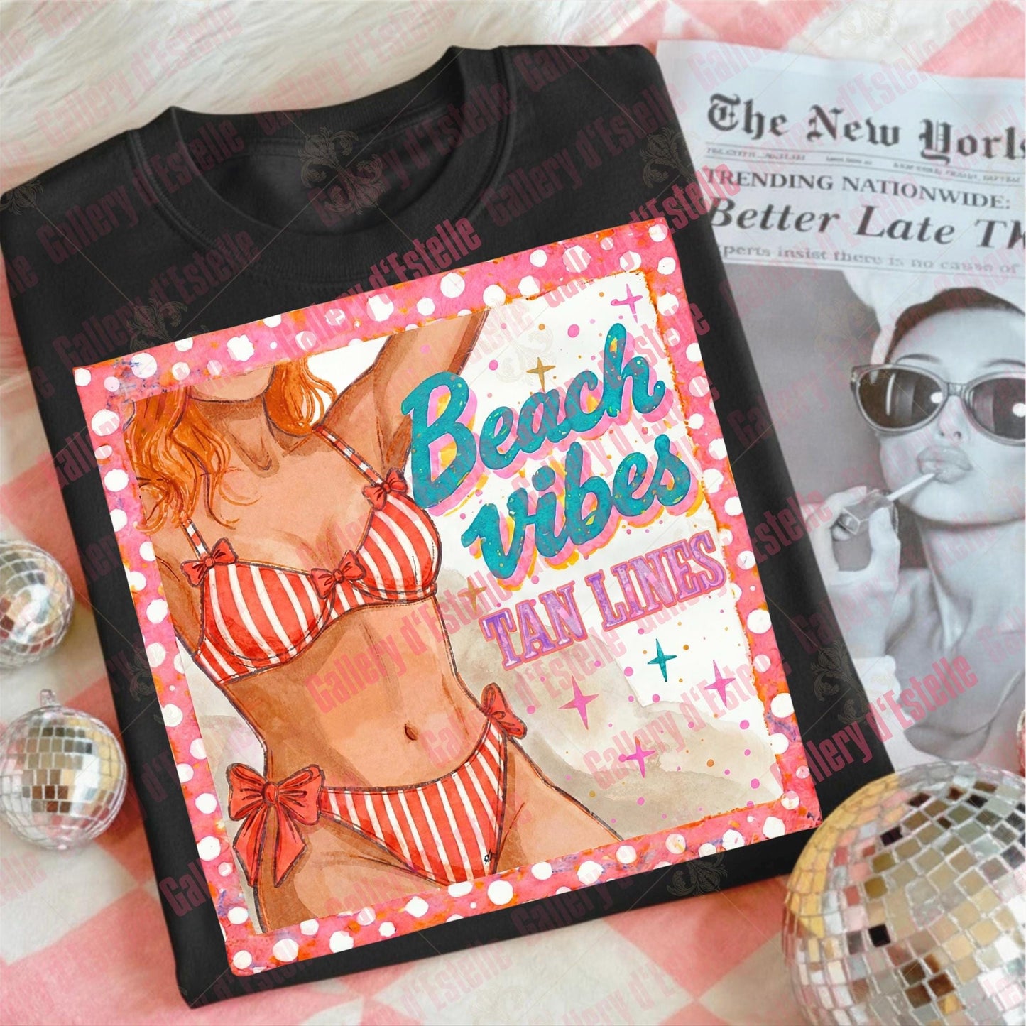 Beach Vibes Tan Lines PNG, Retro Coastal Girl Graphic, Trendy Summer Vacation Shirt Design