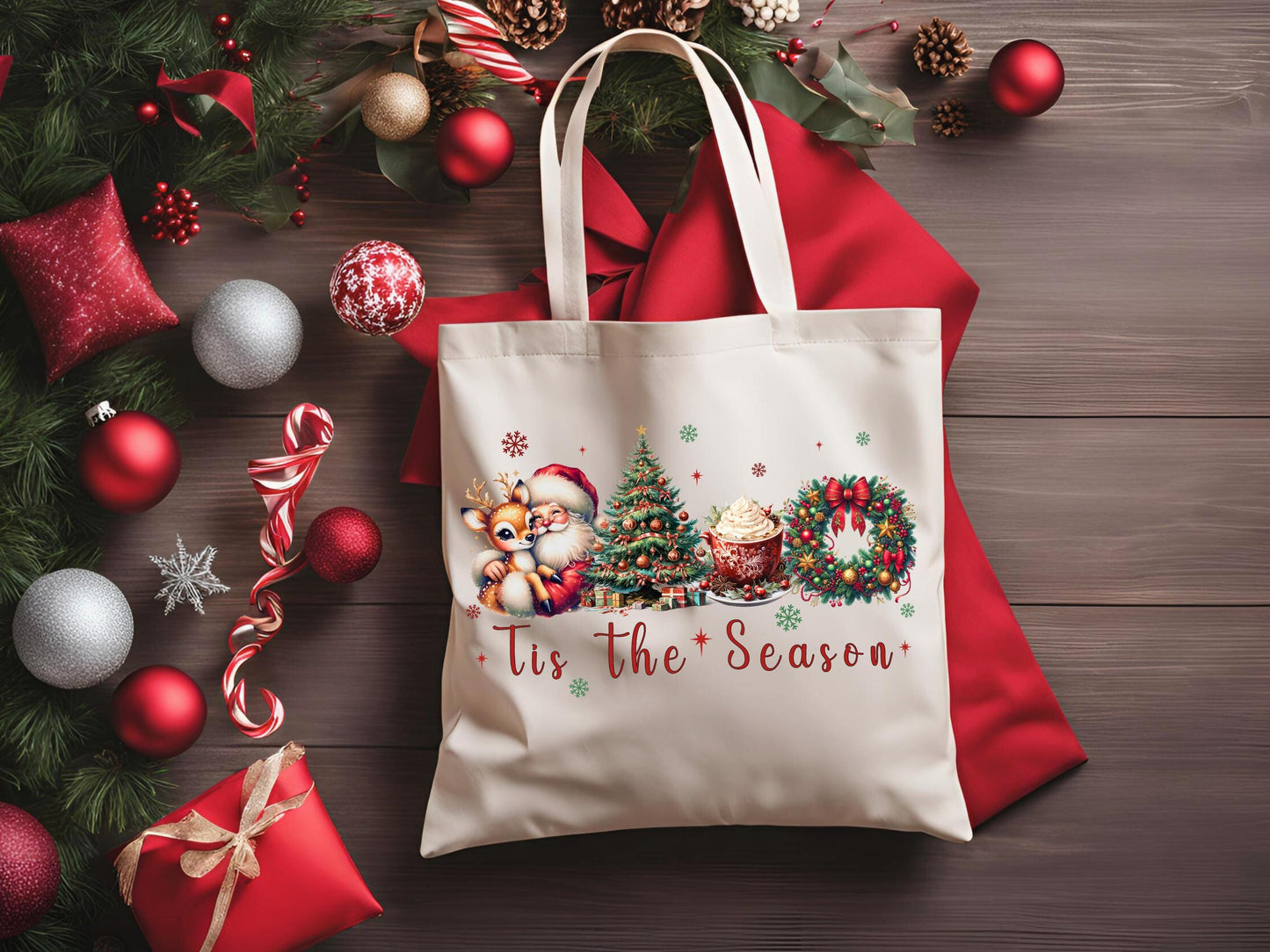 Tis the Season Christmas PNG, Vintage Santa Claus Christmas Tree Coffee Wreath Graphic, Coquette Holiday Shirt Sublimation