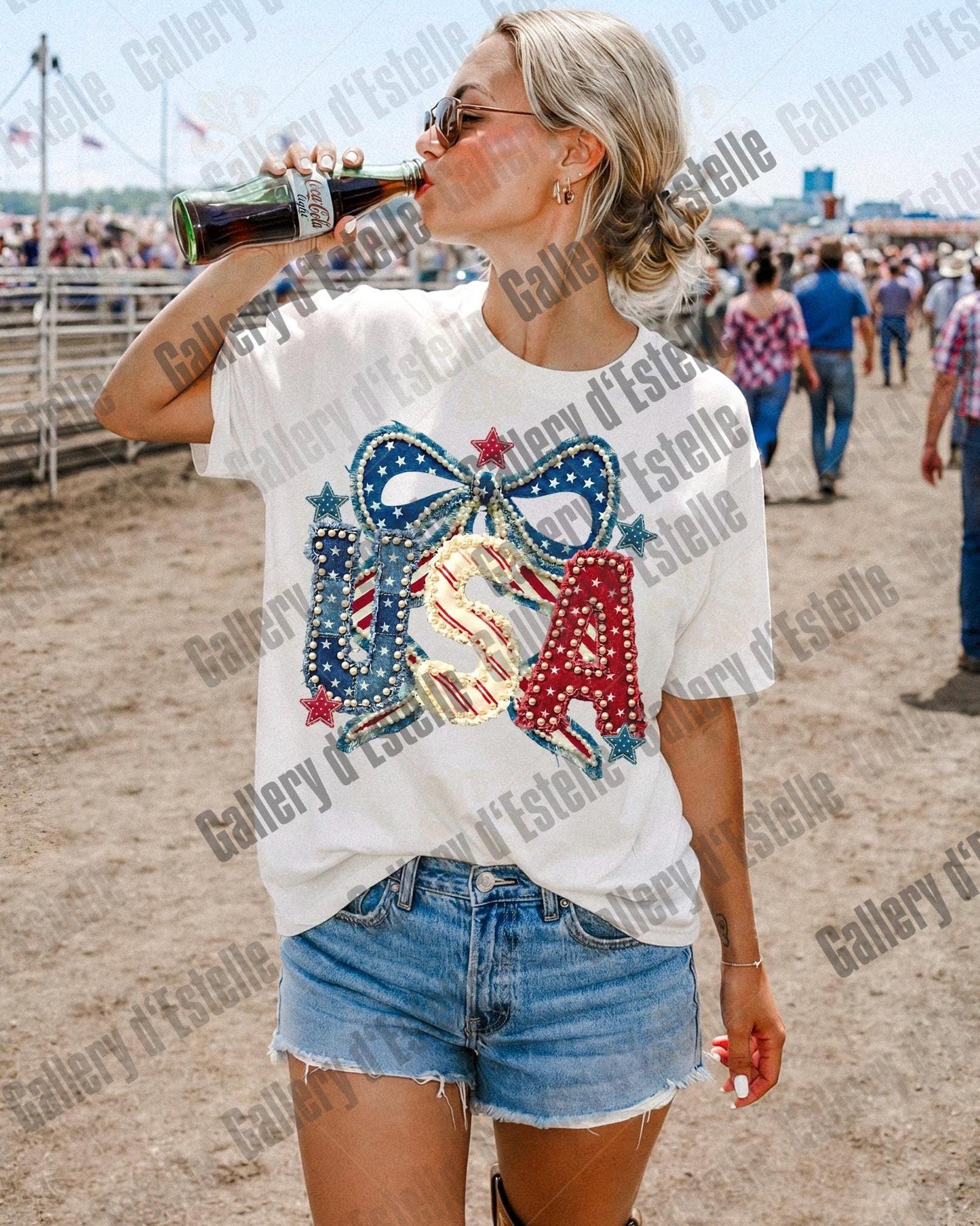 Patriotic Coquette USA PNG, Retro Patchwork America Graphic, Trendy 4th of Jul Shirt Design