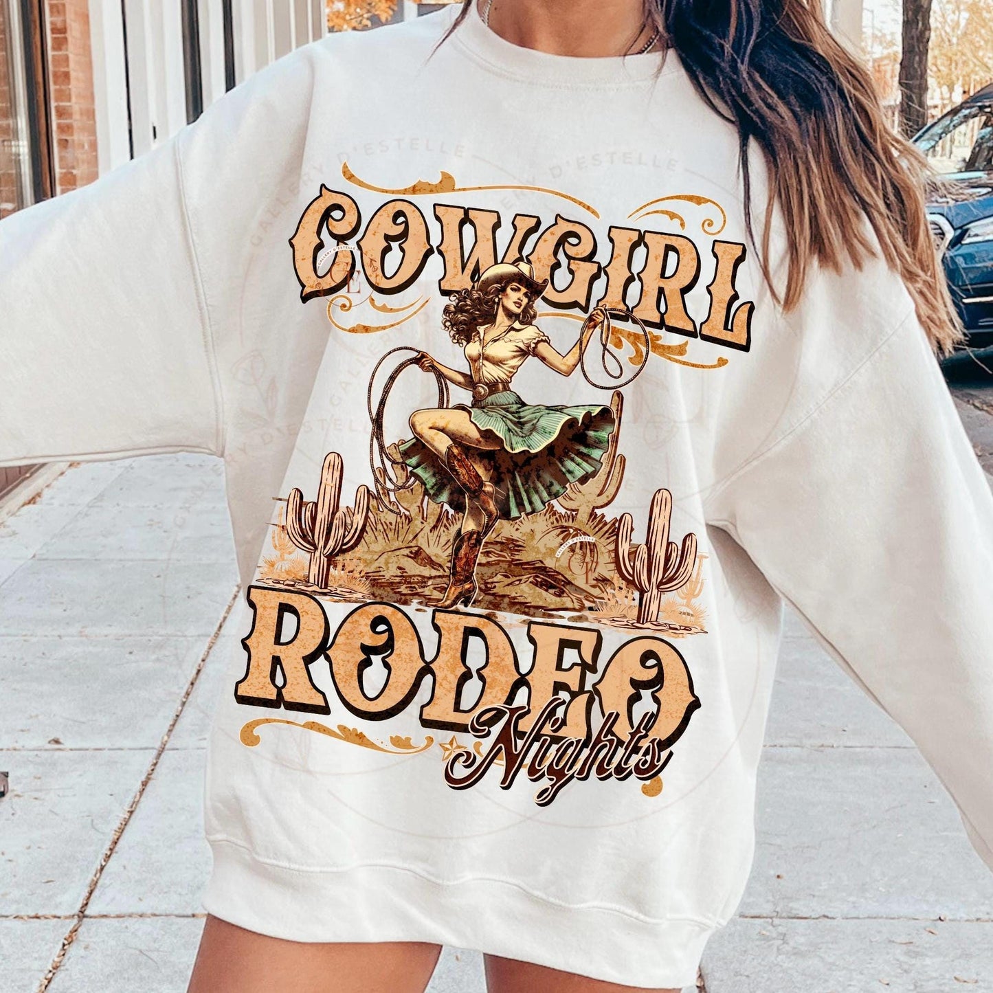 Cowgirl Rodeo Nights Country PNG, Rustic Vintage Western Rodeo Graphic, Trendy Wild West Shirt Design
